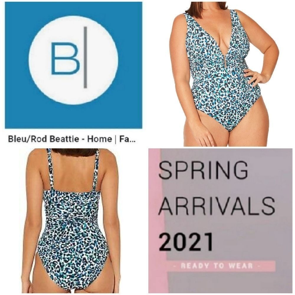 🆕️2025 ARRIVAL Bleu Rod Beattie Women's Blue leopard print Plunging Swimsuit 10 - Picture 5 of 16